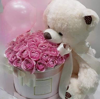 กล่องดอกกุหลาบชมพู VD 9924