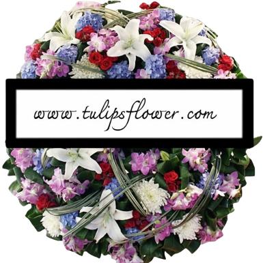 W61012 พวงหรีดดอกไม้สด