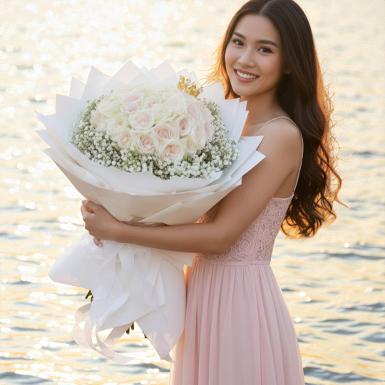 ช่อดอกกุหลาบสีชมพู VD 9932